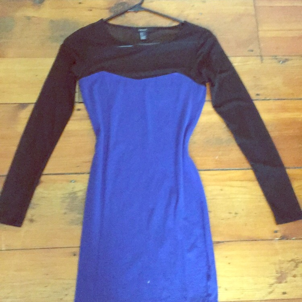 Mesh Top, Blue Bodycon Dress